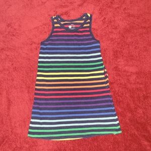 Kids 6-7 Primary Rainbow Stripe Tank Dress